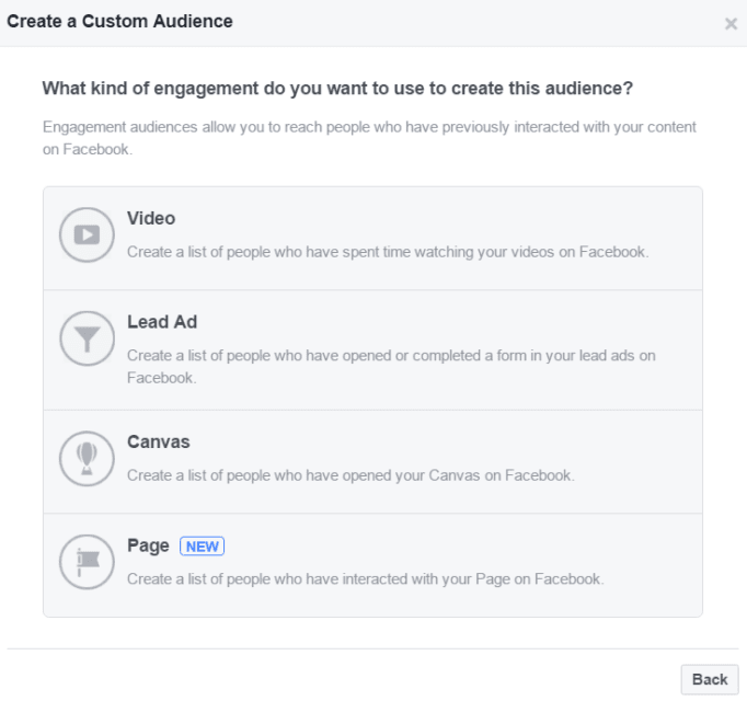 Facebook engagement - Custom Audience Building