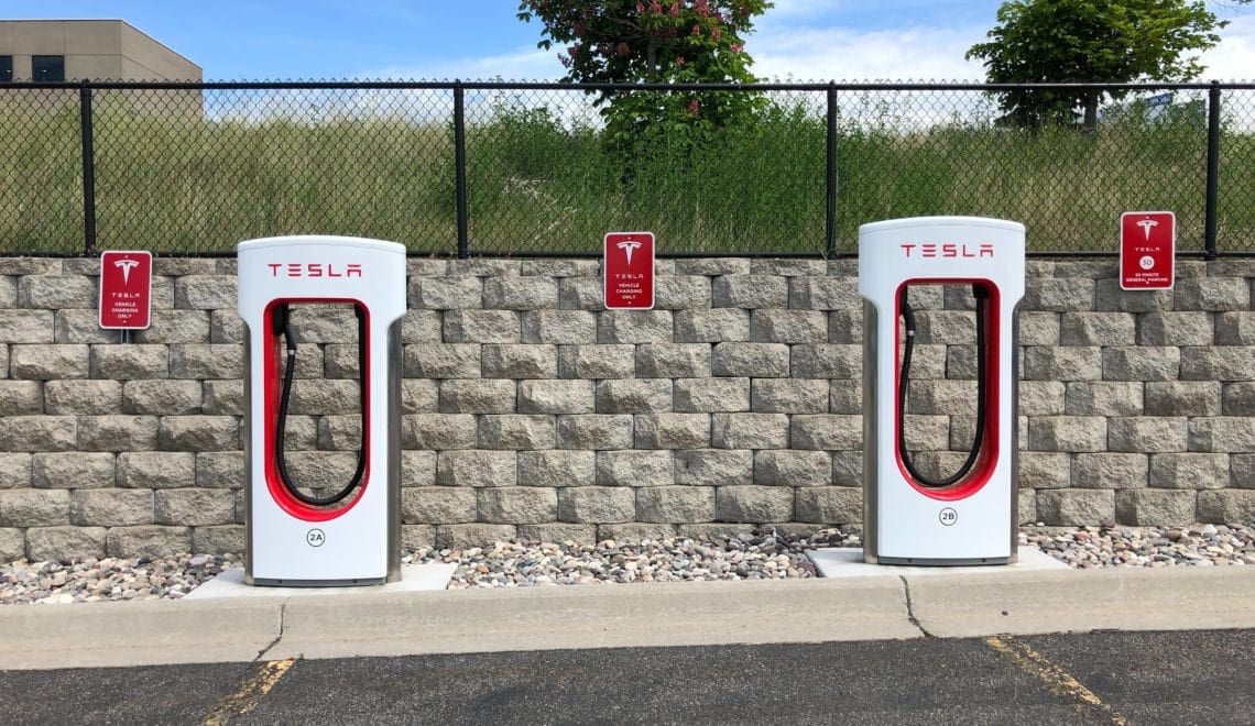 Empty Tesla Charging Station