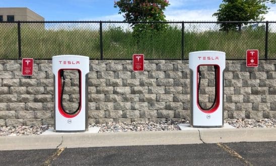 Empty Tesla Charging Station