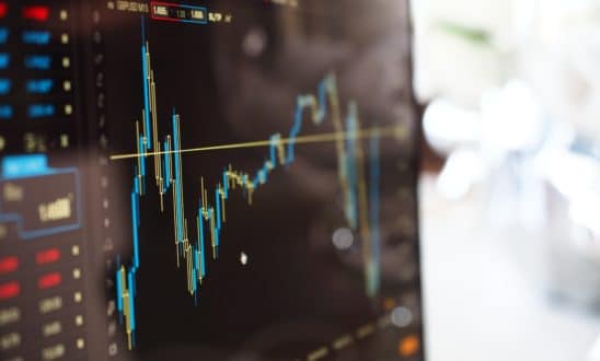 Stock market chart on a computer screen