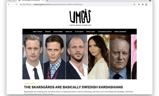 Screen grab of Umgas Article about Skarsgards being Swedish Kardashians